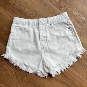 Relaxed fit white denim shorts